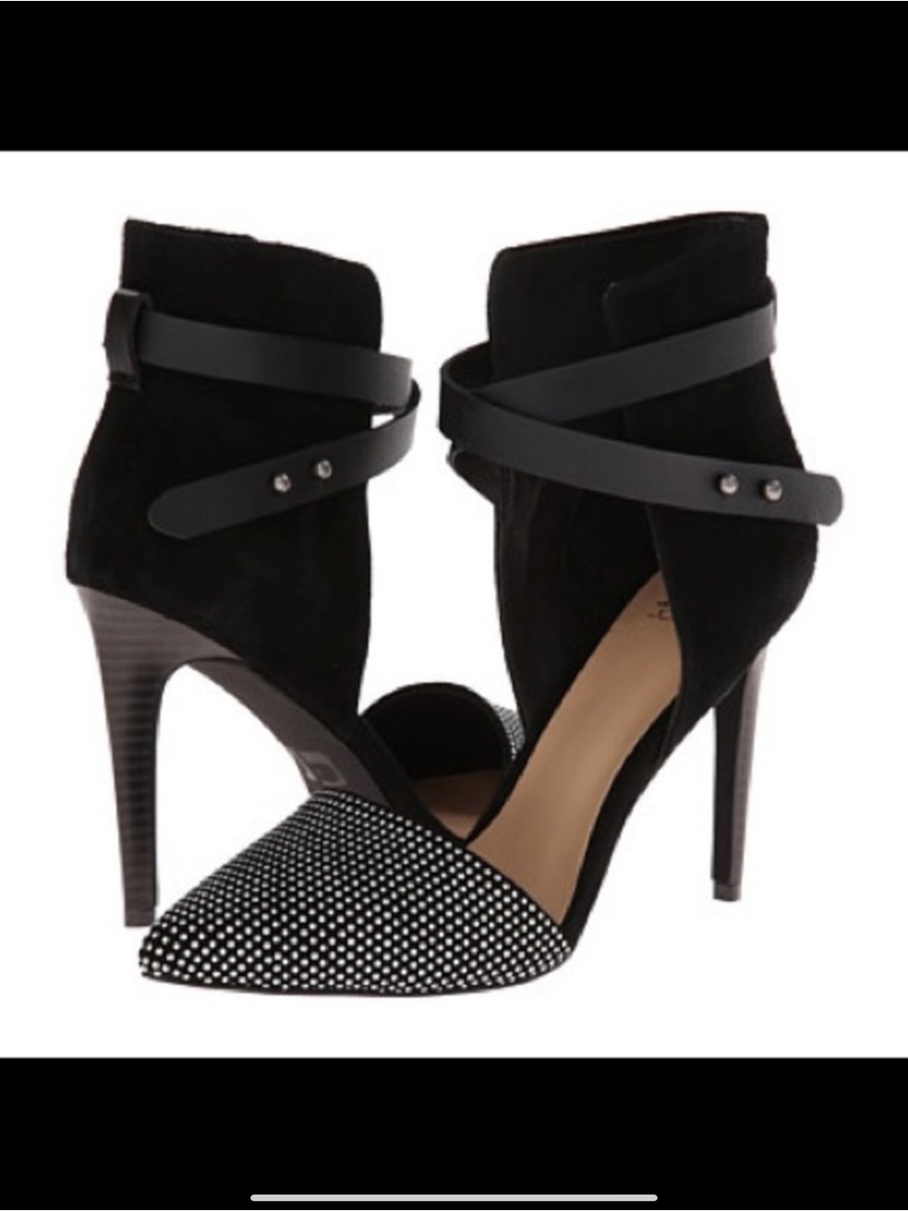 JOEs Jeans shoes Black Studded Pointed-Toe Ankle Strap Heels
